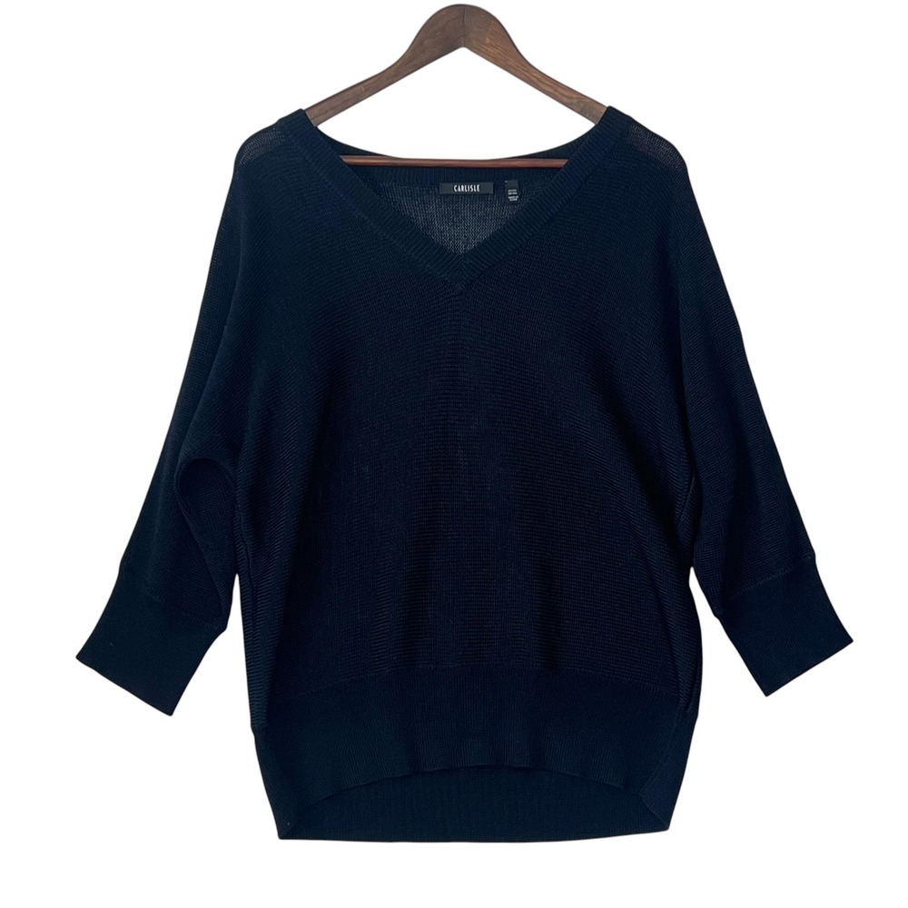 Carlisle Sweater XXL Black Silk Cotton Dolman SleeveQuiet Luxury Minimalist Chic